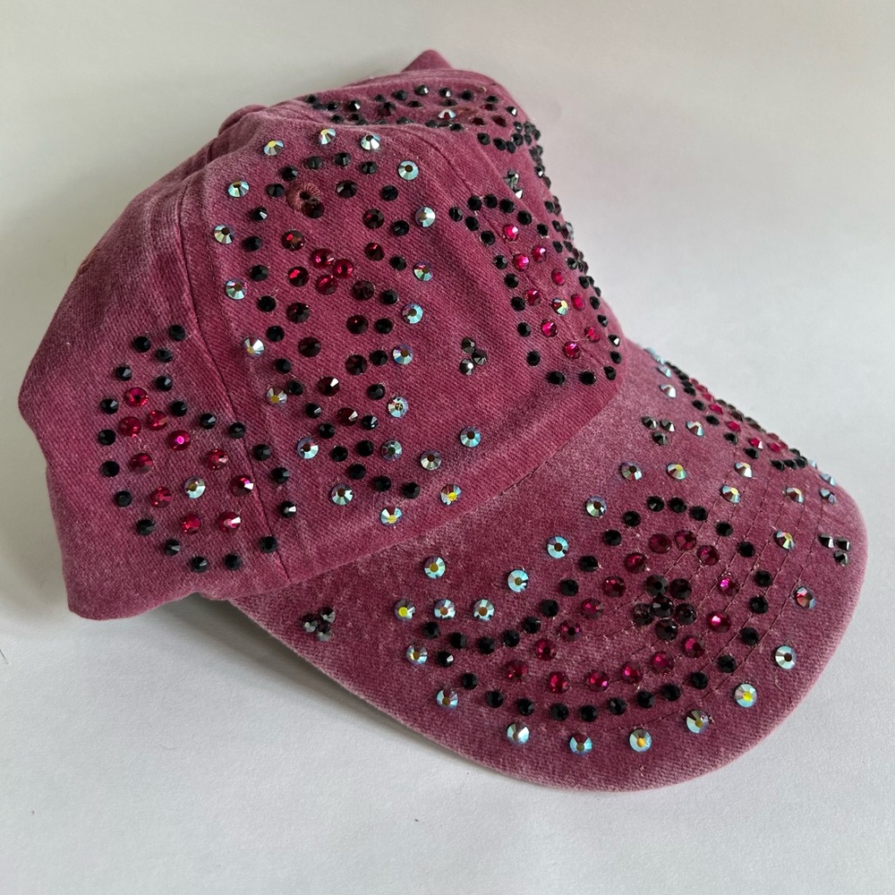 Red paisley rhinestone hat